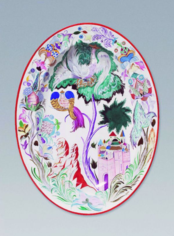 Platter depicting birds virgins Sirin. 1925. Figure SV Chekhonin, singer ZV Kobyletska. Porcelain, polychrome overglaze painting, gilding, tsirovka 