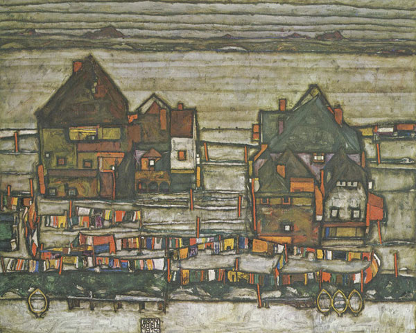 ЭГОН ШИЛЕ Дома с пестрым бельем. Пригород II. 1914