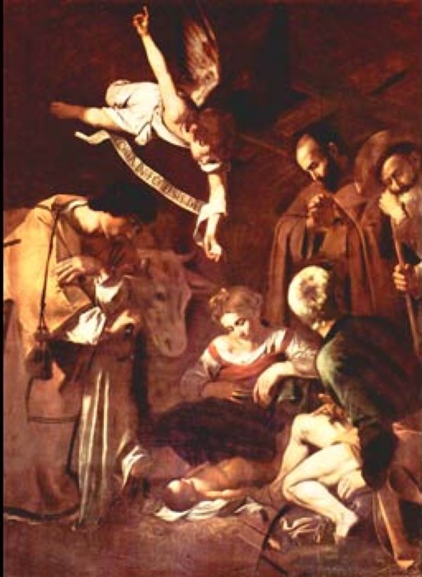 MICHELANGELO Caravaggio 
Christmas with St.. And St. Francis. Lavrenty 
