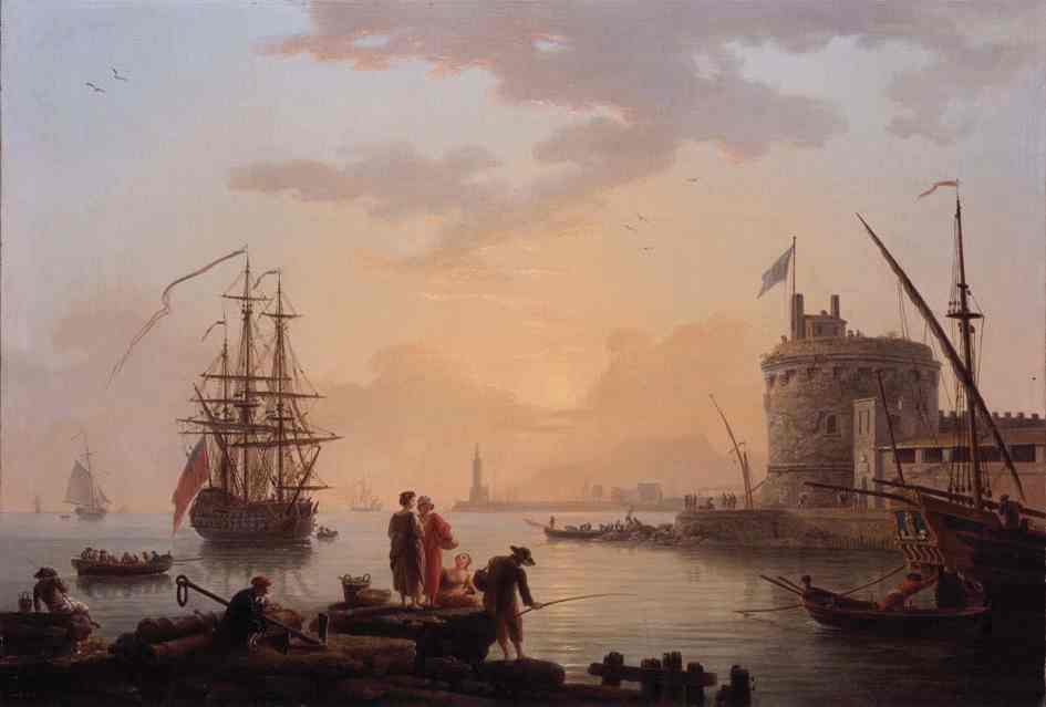 Claude Joseph Vernet sunset in Porto. 1775