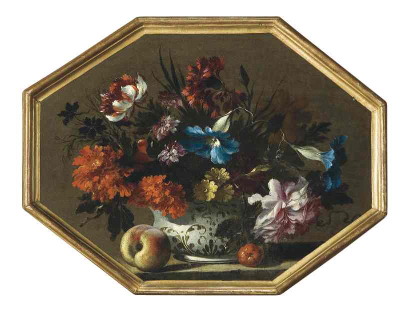 NICOLA BODESON Vase with anemones, carnations, Convolvulus and Calendula. 1680 