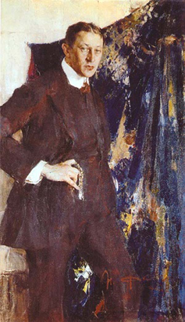 /> </a> <strong > NICHOLAS Feshin </strong> Portrait of the Artist Vitaly Gavrilovic Tikhov. <br /> 1916 Oil on canvas. 144 x 86 <br /> Source: <a rel = 