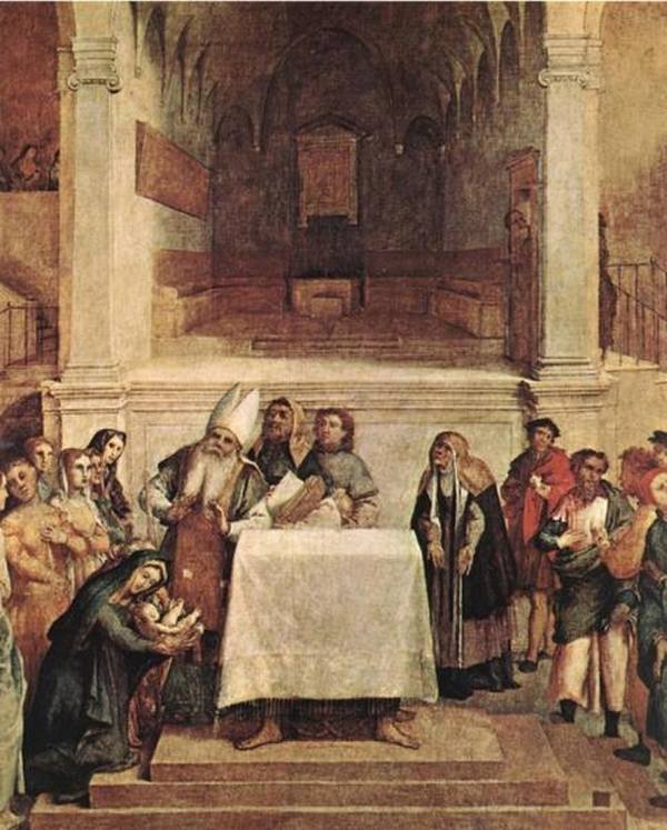 Lorenzo Lotto Bringing in the Temple. 1554-1555