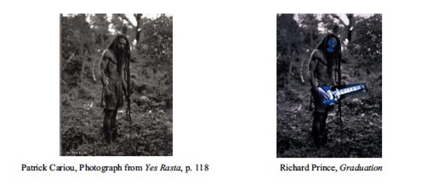 left: Patrick Cariou Photo from the book Yes Rasta. S. 118
  Right: Richard Prince Graduation 