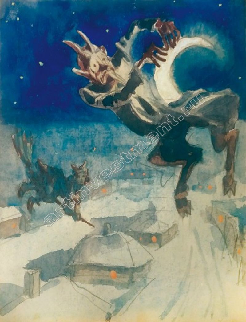 Гоголь ночь перед рождеством черт. Ночь перед Рождеством иллюстрации.